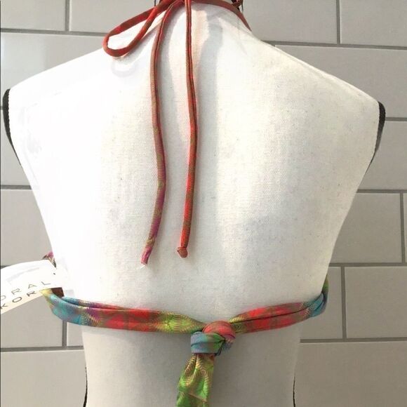 Koral Swim Bikini Top in Striped Geometric NWT - Picture 2 of 4